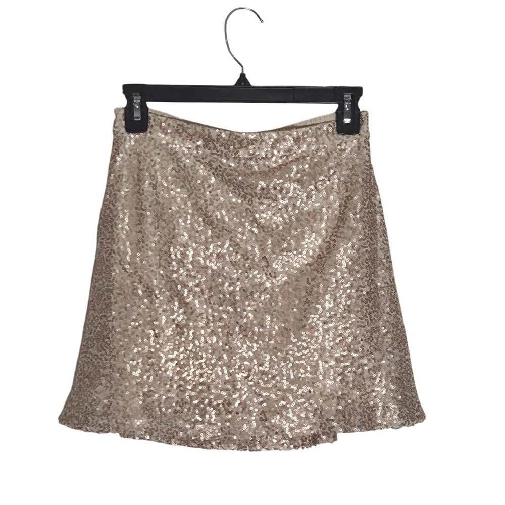 American Eagle Outfitters Rose Gold Sequin Mini Skirt Elastic Waist Women's S